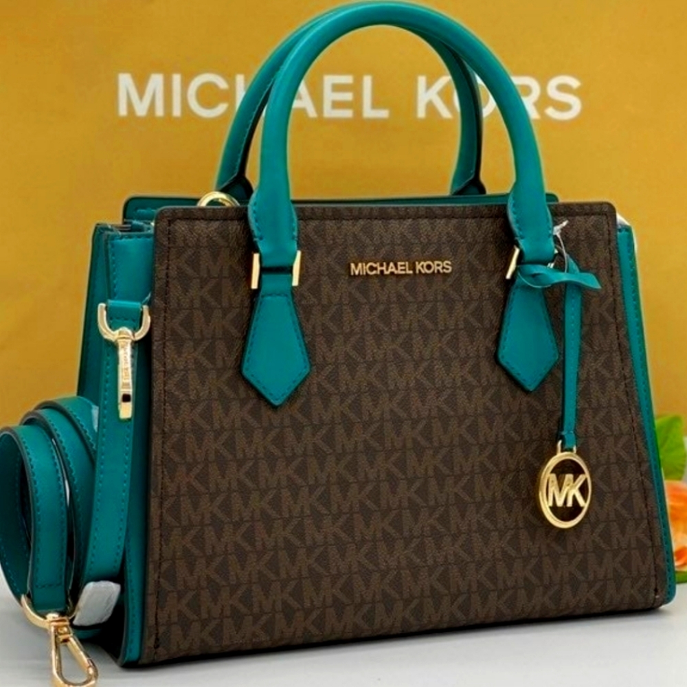 NWT Michael Kors Hope Aqua Med Satchel HTF Price is firm
